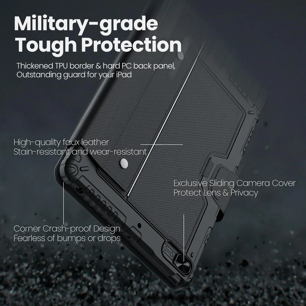 Nillkin Rugged Keyboard Case iPad 9th 8th 7th Gen 10.2 Backlit Detachable